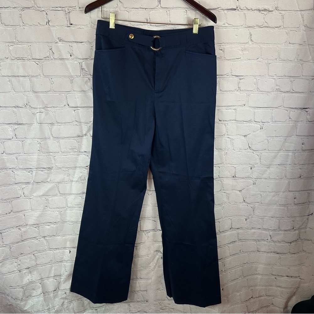 lauren Ralph Lauren navy Trousers sz 10 flared leg gold hardware nautical office